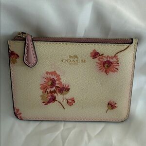 Coach Cream and Pink Floral card case